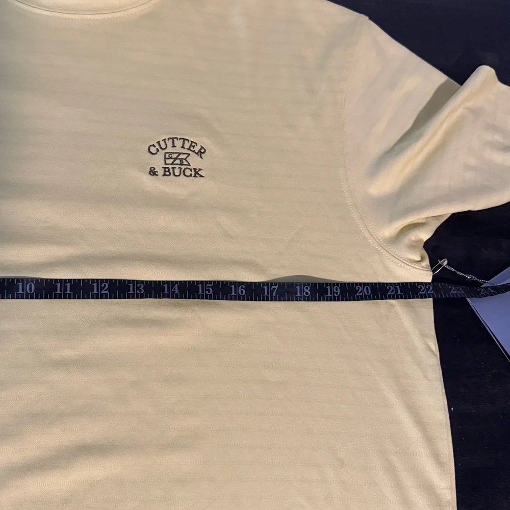 Cutter Buck Butter Yellow CB Dry Tec Preppy Activewear Mockneck Tee Size Large